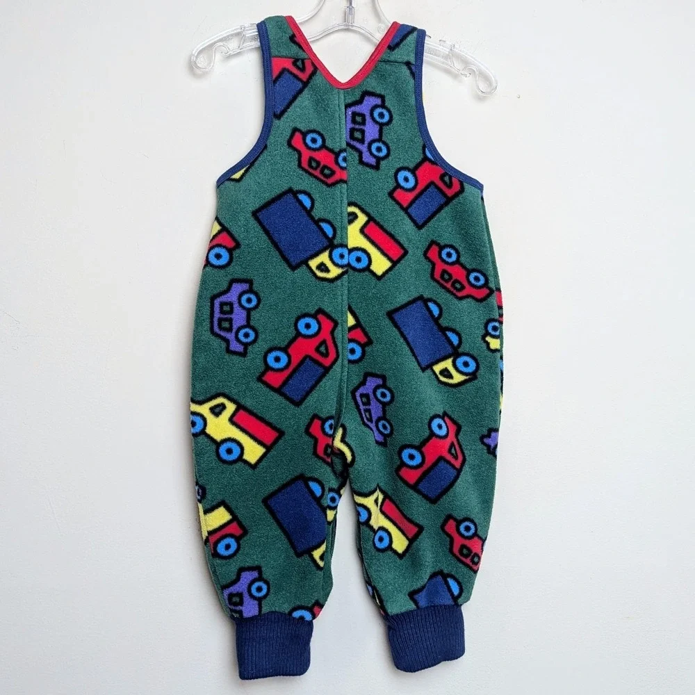 VTG Gymboree 90s Autobahn Cars Colorbock Overalls Romper Rainbow Tag 18-24 Mos.